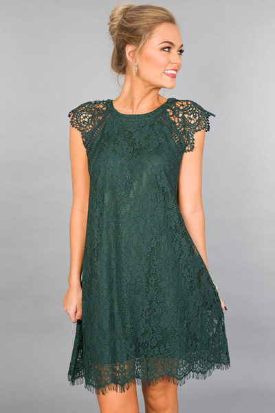 Evergreen Lace Dress - The Blue Door Boutique