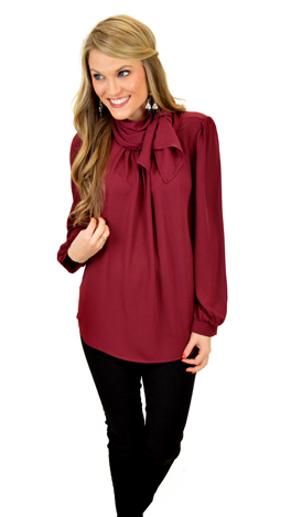 Tied the Knot Top, Burgundy