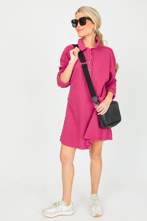 Thermal Knit Dress, Magenta New Arrivals The Blue Door Boutique