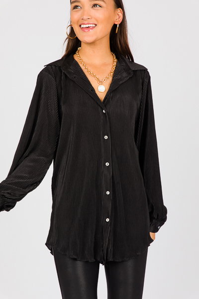 Black Embroidered Button-Down