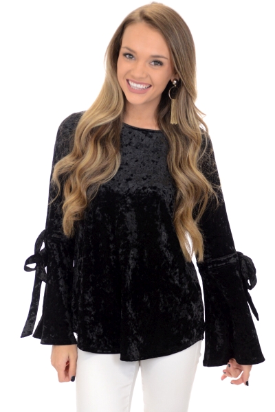 Bow Down Velvet Top, Black