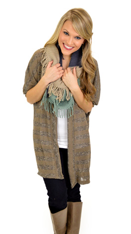 Smoky Stripes Cardi, Mocha