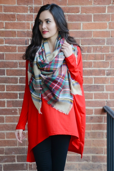 Oversized V-Neck, Red