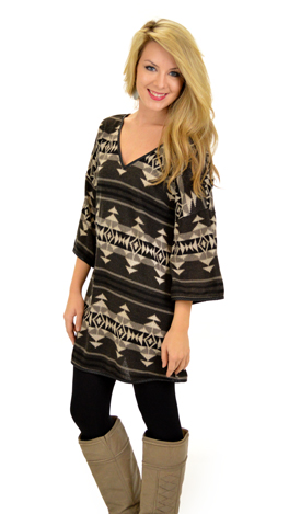 Double V Frock, Gray Tribal