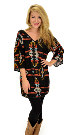 Double V Frock, Coral Tribal