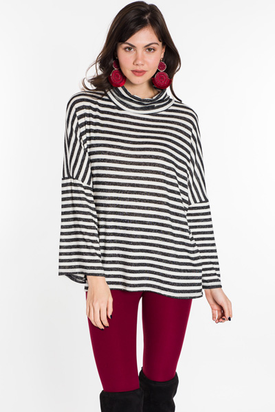 Striped Turtleneck, Black
