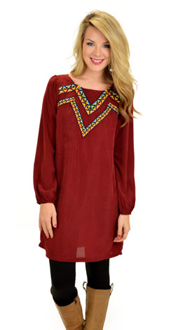 Frontline Dress, Burgundy
