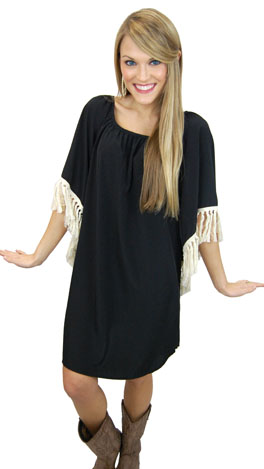 Fringe Benefits Dress, Black