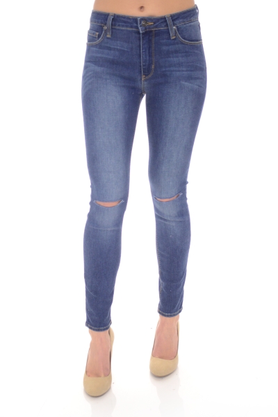Overdye Knee Slit Jeans, Medium Denim