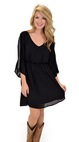 Spunky Sleeves Dress, Black