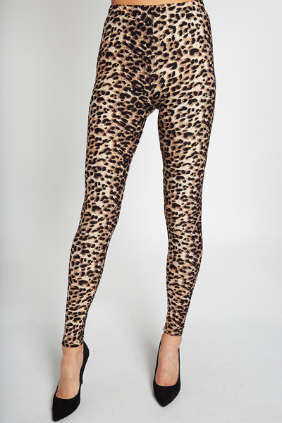 Animal Print Leggings, Tan