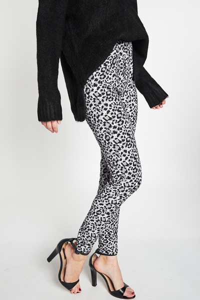 Animal Print Leggings, White