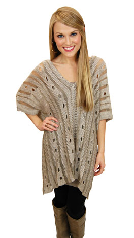 Holed On Sweater, Taupe