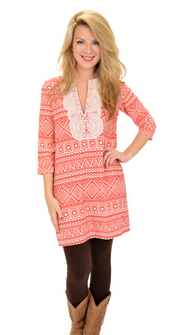 Hannah Dress, Orange / Red