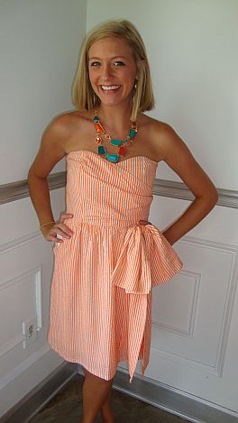 Judith March-Orange Seersucker Dress