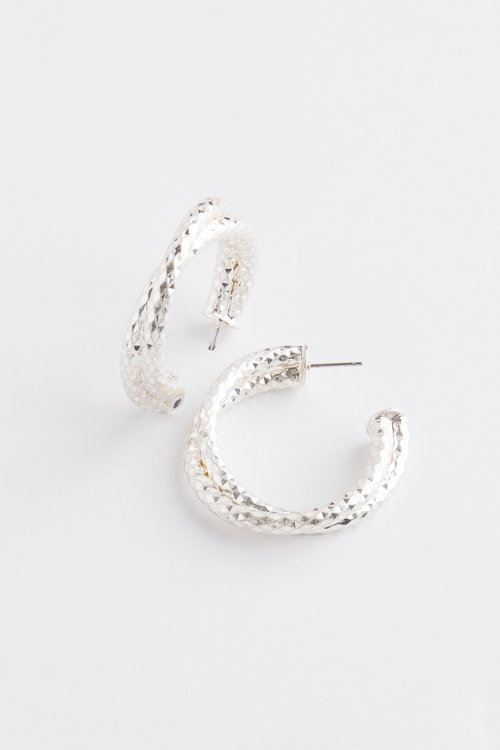 Textured Silver Dune Hoops main image 0