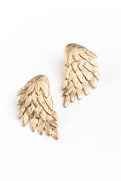 Metal Wing Earrings, Gold