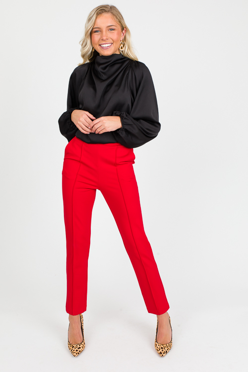 Knit Pintuck Trouser, Scarlet - New Arrivals - The Blue Door Boutique