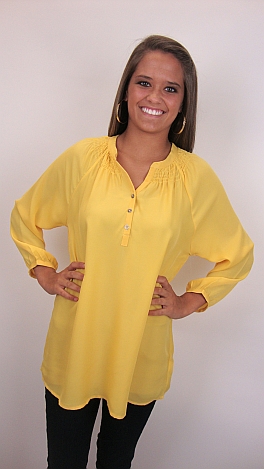 Here To Stay-ple Blouse, Yellow