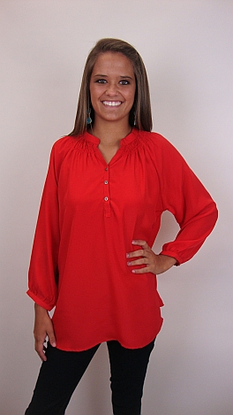 Here To Stay-ple Blouse, Red