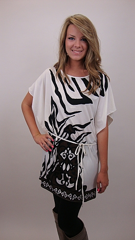Zebra Tie Waist Tunic