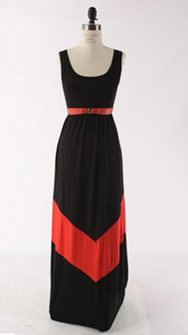 Chevron Stripe Maxi, Black