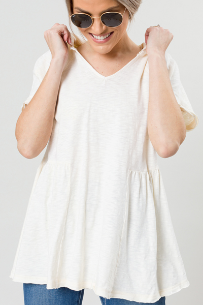 Hooded Babydoll Top, Cream
