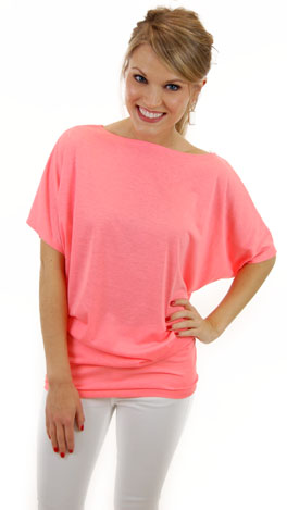 Tastefully Simple Tunic, Neon Orange / Pink