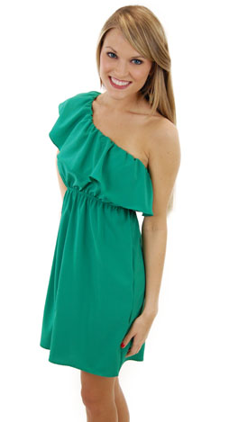 Classic 1 Shoulder Dress, Green
