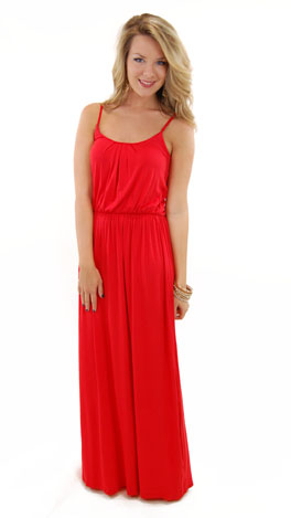 Crew Neck Maxi, Red