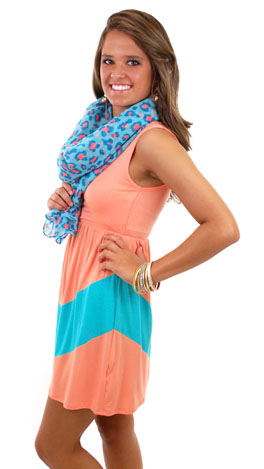 Chevron Tank Dress, Peach