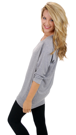 Slouchy Dolman Tunic, Heather Gray