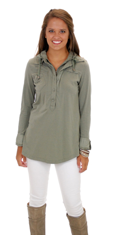 Girls in the Hood Top, Olive