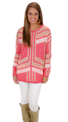 Gold Hearted Sweater, Coral