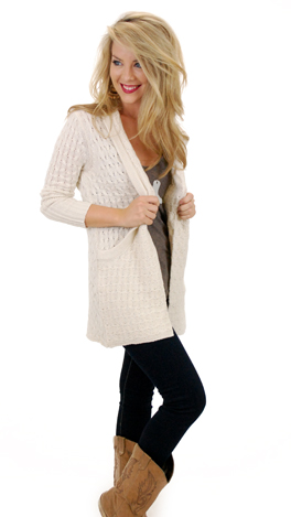 Just My Luck Cardigan, Cream