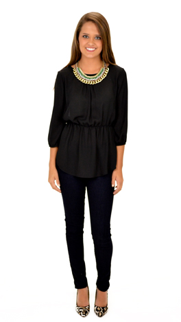 Simple Peplum Top, Black