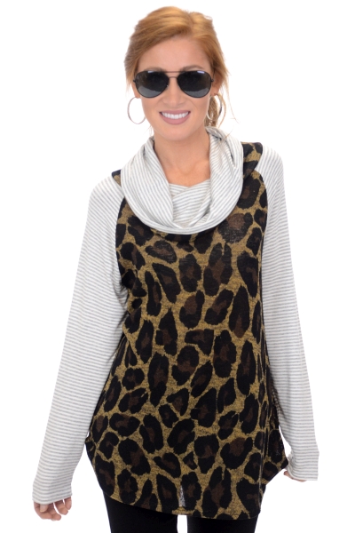Cheetah Cowl Neck