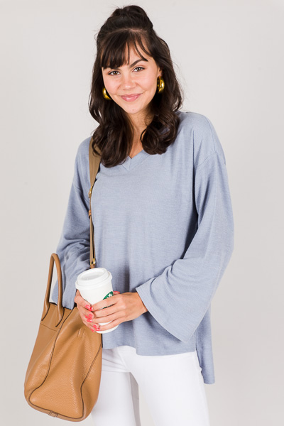 Bell Sleeve Tunic, Blue