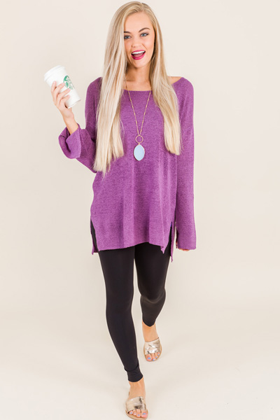 Boat Neck Sweater, Purple