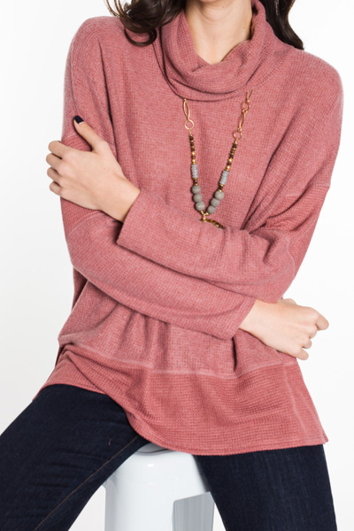 Brushed Thermal Turtleneck, Brick