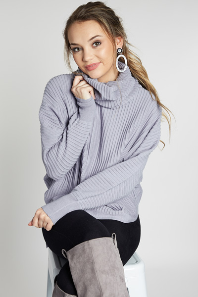 Batwing Turtleneck, Blue