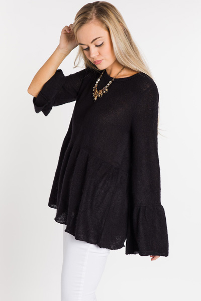 Ripple Edge Babydoll, Black