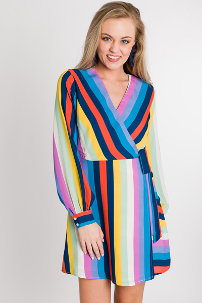 Earn Your Stripes Wrap Dress