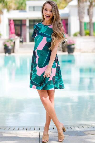 Stretchy Palm Dress, Pink