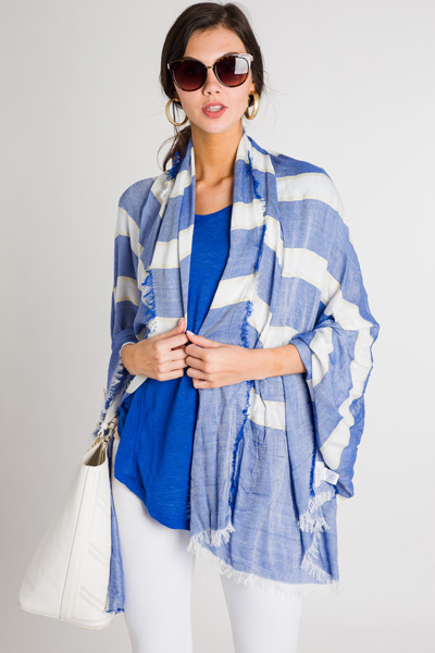 Shimmer Stripe Scarf, Blue