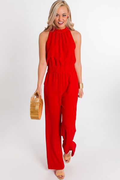 Up All Night Jumpsuit, Red