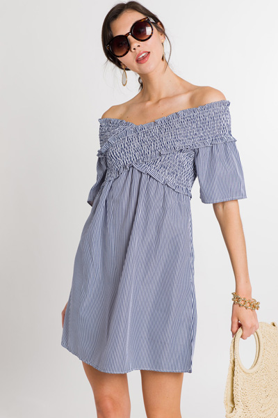 Smock Top Dress, Blue