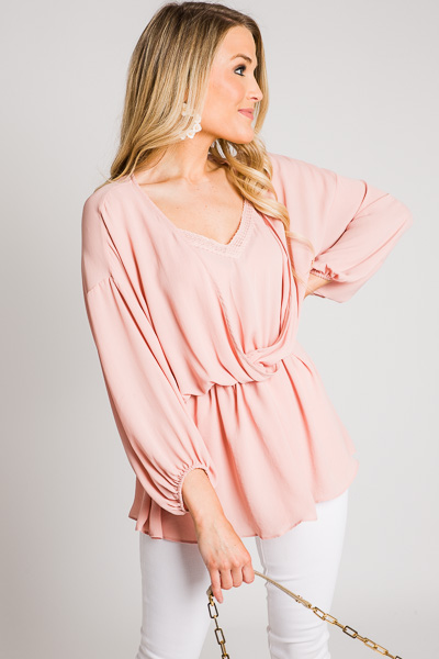 Nude Pink V Blouse