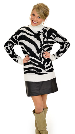 Zebra Turtleneck Sweater