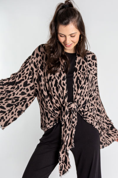 Animal Kingdom Tie Waist Kimono